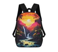 sinyumoney Tropical Sunset Waterfall School Bags School Secondary High School College Backpack Travel for Men, Women & Teenage Boys 17inch