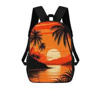 sinyumoney Tropical Sunset with Palm Trees Children's School Backpack 3D Printed for Kids Travel Rucksacks Book Bags for Boys Elementary School Students 17inch
