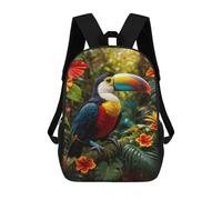 sinyumoney Tropical Toucan Backpacks Kids Student Schoolbag 3D Printed Backpacks Elementary And Middle School Students Backpacks for Boys Girls 17inch