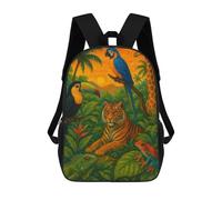 sinyumoney Tropical Wildlife Painting Backpack School Bag Backpack For Girls Boys Backpacks Large Capacity Kids Backpack Lightweight School Bags For Kids Students 17inch