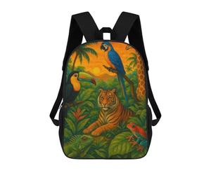 sinyumoney Tropical Wildlife Painting Backpack School Bag Backpack For Girls Boys Backpacks Large Capacity Kids Backpack Lightweight School Bags For Kids Students 17inch