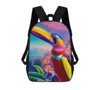 sinyumoney TropicalBird Kids School Backpack School Bag 3D Printed School Bag for Boys Elementary And Middle School Students 17inch
