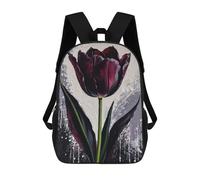 sinyumoney Tulip Queen of Night Painting Children's Backpack, 3D Printed School Backpack, Backpack for Boys Girls, Adjustable School Bag for Primary School 17inch