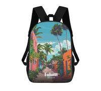 sinyumoney Tulum Mexico Street Scene Children's Backpacks Kids Fun School Bag Boys Backpack Travel Bag Student Schoolbag Book Stationery Bag Chool Bags 17inch