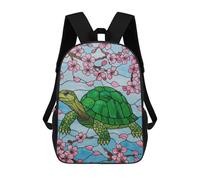 sinyumoney Turtle And Cherry Blossoms Art Rucksacks 3D Printed Children Backpacks Fashion Casual Daypack Cute Travel Bags Outdoor Casual Daypack for Boy And Girl 17inch