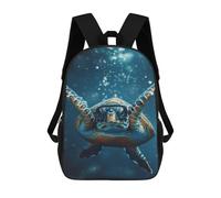sinyumoney Turtle Diving Blue Ocean Backpack 3D Printed Kids School Backpack High Capacity Travel Backpacks Book Bags Kids Backpack 17inch