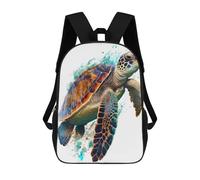 sinyumoney Turtle in Watercolor Kids School Backpack School Bag 3D Printed School Bag for Boys Elementary And Middle School Students 17inch