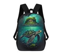 sinyumoney Turtle Island Kids School Backpack School Bag 3D Printed School Bag for Boys Elementary And Middle School Students 17inch