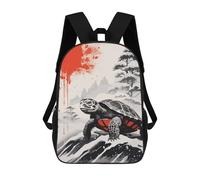 sinyumoney Turtle Japanese Painting School Bag Backpack Teen Schoolbag 3D Printing Adjustable Schoolbag Fashion Pocket Bag for Kids Boys Girls Students And Teenagers Fans 17inch