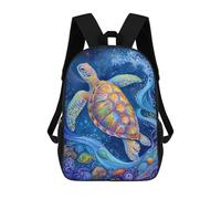 sinyumoney Turtle Watercolor Animal Children's School Backpack 3D Printed for Kids Travel Rucksacks Book Bags for Boys Elementary School Students 17inch
