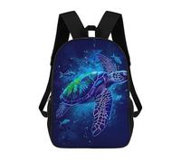 sinyumoney Turtle Watercolor Animal Kids School Backpack School Bag 3D Printed School Bag for Boys Elementary And Middle School Students 17inch