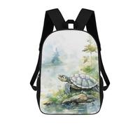 sinyumoney Turtle Watercolor Children's School Backpack 3D Printed for Kids Travel Rucksacks Book Bags for Boys Elementary School Students 17inch
