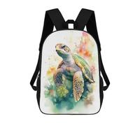 sinyumoney Turtle Watercolor Rucksacks 3D Printed Children Backpacks Fashion Casual Daypack Cute Travel Bags Outdoor Casual Daypack for Boy And Girl 17inch