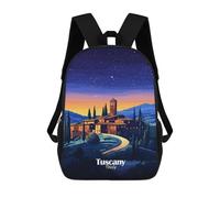 sinyumoney Tuscan Village Night Rucksack School Secondary High School College Backpack Travel for Camping Outdoor Adventures And Daily Travel 17inch