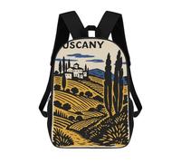 sinyumoney Tuscany Landscape Illustration Rucksack Water Resistant Travel Backpack Computer Bag for School/Work/Travel 17inch