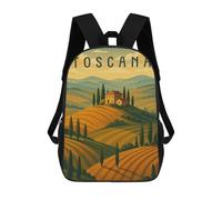 sinyumoney Tuscany Travel Poster Italy - Rolling Hills & Cypress Roads Kids Backpack,School Backpack Kids School Bag 3D Printed Cartoon Large Capacity Backpack for Kids Boys And Girls 17inch
