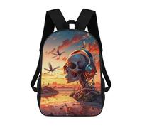 sinyumoney Twilight Music Skull Backpack 3D Printed Children's School Backpack Kids Travel Backpacks High Capacity Book Bags Children's Backpack Rucksack 17inch