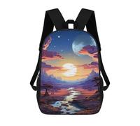 sinyumoney Twilight River Landscape 3D Printed 17inch School Bag Children's School Backpack Travel Backpacks Casual Fashion Bag for Kids School Students