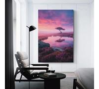 sinyumoney Twilight Serenity Lone Tree Reflection Wall Paintings for Living Room Prints for Special Occasions Picture Canvas 24x36inch(60x90cm)