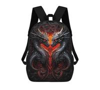 sinyumoney Twin Devil Dragon School Bags Lightweight Airport College Students Back Pack for Camping Outdoor Adventures And Daily Travel 17inch