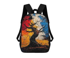 sinyumoney Twisted Resilience - Expressionist Abstract Tree Art Backpack Kids School Backpack School Bag 3D Printed Fashion School Bag for Boys Elementary And Middle School Student 17inch