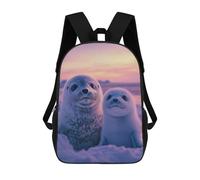 sinyumoney Two Baby Seals at Sunset Rucksacks 3D Printed Children Backpacks Fashion Casual Daypack Cute Travel Bags Outdoor Casual Daypack for Boy And Girl 17inch
