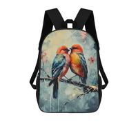 sinyumoney Two Birds on A Branch Painting Rucksacks 3D Printed Children 17inch Backpacks Fashion Casual Daypack Travel Bags Outdoor Casual Daypack for Boy And Girl