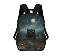 sinyumoney Two Black Cats Under Moonlight Backpack School Rucksack Casual Daypacks School Work Travel Bag for Girl, Teen Girls 17inch