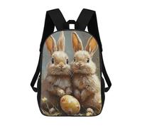 sinyumoney Two Bunnies And An Egg Kids School Backpack School Bag 3D Printed School Bag for Boys Elementary And Middle School Students 17inch