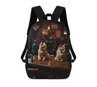 sinyumoney Two Cats Bar Beer Drinking Children's Backpacks School Backpack 3D Printed for Kids Travel Rucksacks Book Bags Kids 17inch School Bag