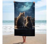 sinyumoney Two Cats Gazing Night Sky Bathroom Towels Set for Smooth Skin Quick Drying Durable Beach Towel Beach & Swimming Pool 130cm*80cm