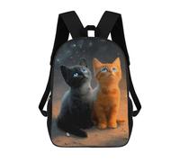 sinyumoney Two Cats in Space Backpack School Bag Lightweight Casual Daypack School Backpacks for Teenage Girls Boys Women Men 17inch