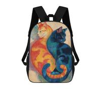 sinyumoney Two Cats Painting Backpacks Kids 17inch School Backpack School Bag 3D Printed School Bag for Boys Elementary And Middle School Students