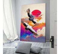 sinyumoney Two Cranes Soaring Against A Vibrant Sunset Sky Art Poster Print-denoise-denoise Wall Art Poster Scroll Canvas Painting Picture Living Room Decor Home 16x24inch(40x60cm)