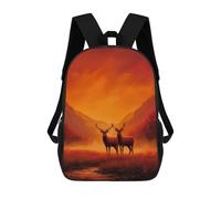 sinyumoney Two Deer in A Fiery Landscape Children's 17 Inch School Backpack 3D Printed Casual Daypacks for Kids Travel Rucksacks Book Bags Kids School Bag