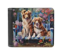 sinyumoney Two Dogs on A Bench 3D Print PU Leather Men's Wallet Credit Card Slots Leather Compartments Fashion Slim Leather Wallet 11.7cm*9.5cm