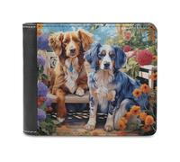 sinyumoney Two Dogs on A Bench with Flowers -2 3D Print PU Leather Wallet Slots ID Window RFID Blocking Stylish Slots Note Section Purse Youth Guys 11.7cm*9.5cm
