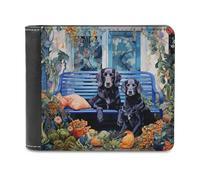 sinyumoney Two Dogs on A Bench with Flowers 3D Print PU Leather Men's Wallet Multiple Slots Leather RFID Stylish Durable Wallets Craftsmanship Gifts 11.7cm*9.5cm