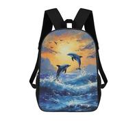 sinyumoney Two Dolphin Jumping School Bags Large Water Resistant Laptop Backpack for Campus Outdoor Travel Sports 17inch