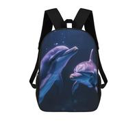 sinyumoney Two Dolphins Underwater Backpack School Bag Backpack For Girls Boys Backpacks Large Capacity Kids Backpack Lightweight School Bags For Kids Students 17inch
