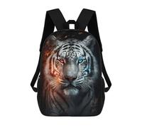 sinyumoney Two-faced Tiger Unique Wildlife Artwork Fashion Student School Backpack Suitable for Boys Girls Kids Casual Outdoor Travel Essential Daypack 17inch