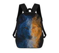 sinyumoney Two-faced Wolf Art Print Children's Backpacks 17inch School Backpack 3D Printed Bag Bookbag for Kids Travel Rucksacks Boy Girl Book Bags Kids School Bag