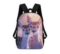 sinyumoney Two Fawn Deer Portrait 3D Printed 17inch Kids School Backpack School Bag Fashion Rucksacks for Boys Elementary And Middle School Students