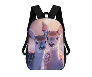 sinyumoney Two Fawn Deer Portrait Backpacks Kids School Backpack Fashion School Bag 3D Printed School Bag for Boys Elementary And Middle School Students 17inch