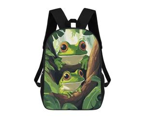 sinyumoney Two Frogs on A Branch Backpacks Kids Student Schoolbag 3D Printed Backpacks Elementary And Middle School Students Backpacks for Boys Girls 17inch