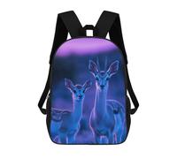 sinyumoney Two Gazelle in Purple Light School Bag Backpack Teen Schoolbag 3D Printing Adjustable Schoolbag Fashion Pocket Bag for Kids Boys Girls Students And Teenagers Fans 17inch