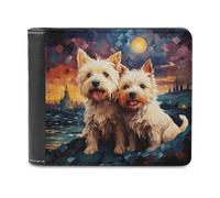 sinyumoney Two Happy Dogs Under The Moonlight 3D Print PU Leather Wallet Use Holds Bills Banknote Compartments Soft Convenient Purse for Boys Girls 11.7cm*9.5cm