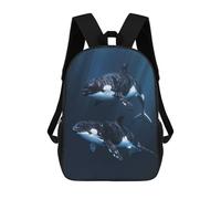 sinyumoney Two Orcas Swimming Children's School Backpack Fashion Casual Children's Backpacks 3D Printed School Bags Boy Large Backpack 17inch