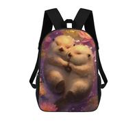 sinyumoney Two Otters Cuddling in Water Lilies Children's 17 Inch School Backpack 3D Printed Anime Movies for Kids Travel Rucksacks Book Bags Kids School Bag