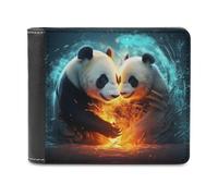 sinyumoney Two Pandas in Love 3D Print Wallet Safe Protection Card RFID Blocking Banknote Compartments Fashion Slim Leather Wallet 11.7cm*9.5cm
